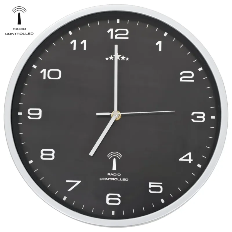 Orologio a Parete Radiocontrollato Movimento Quarzo Design Moderno 31 cm Nero Compra Online