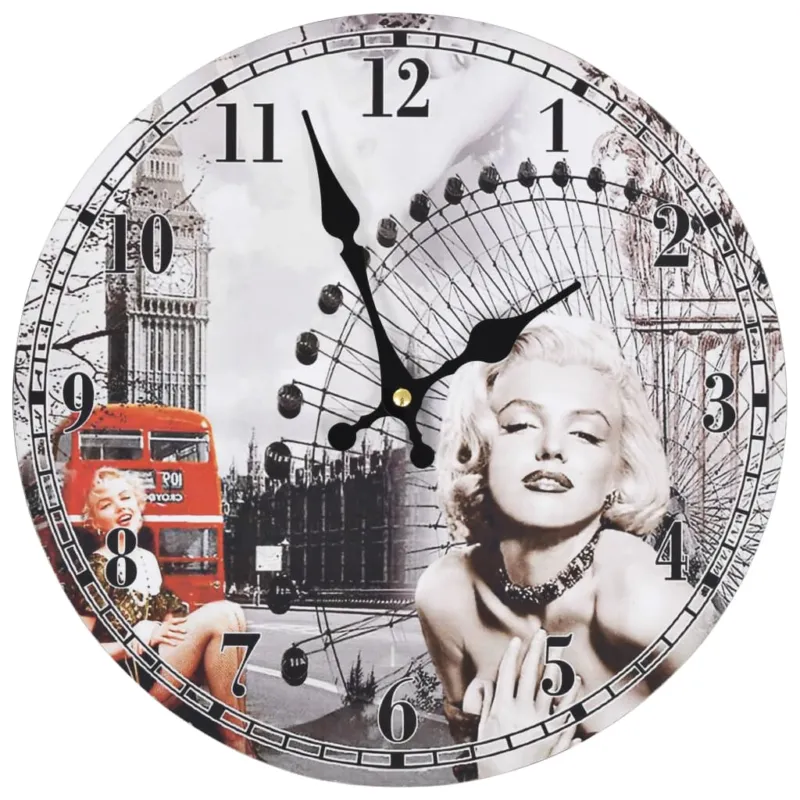 Affare Orologio da Parete in MDF Resistente Design Vintage 30 centimetri Multicolore