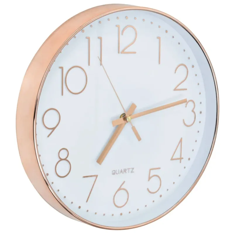 Consegna Rapida Orologio da Parete Design Elegante 30 cm con Quadrante Ampio Oro Rosa e Bianco