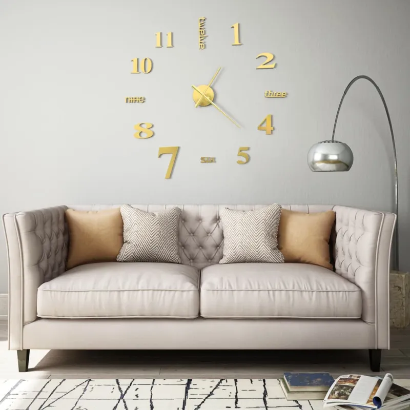 Ultima Occasione Orologio da Parete Tridimensionale Design Moderno Elegante 100cm XXL Oro Lucido
