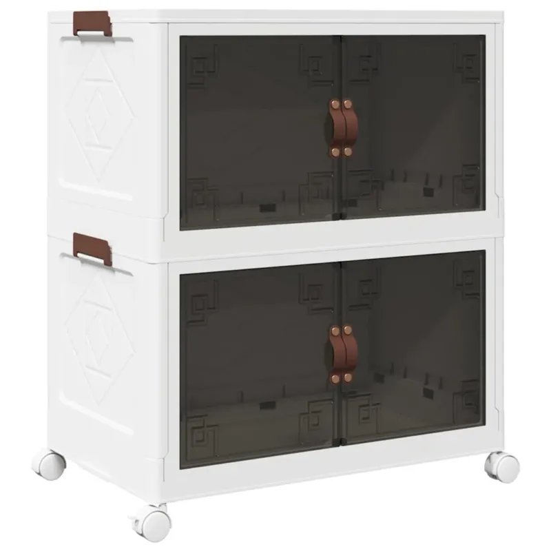 Scatola Portaoggetti con Ruote 2 Livelli Design Versatile e Leggero 64x40x76 cm Prezzo Ridotto