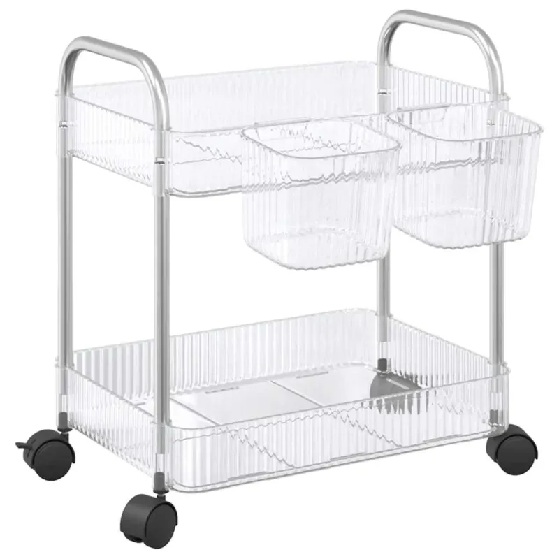 Carrello Portaoggetti a 2 Livelli 37x28x43,5 cm in Acrilico Saldi