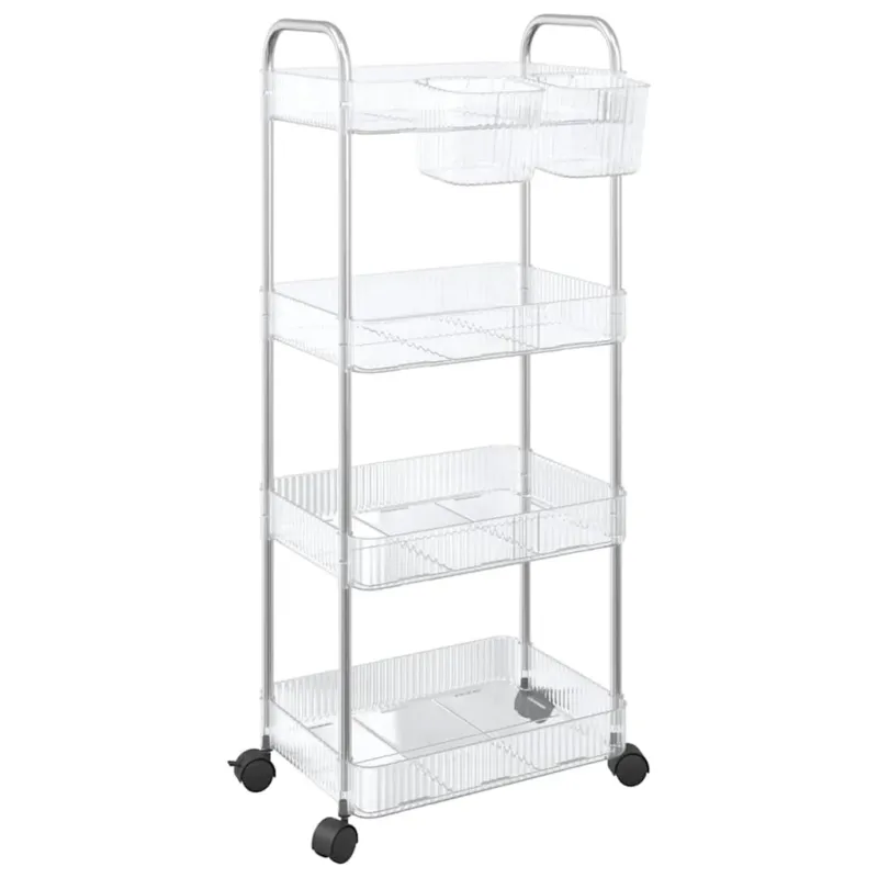Affare Carrello Portaoggetti Design Versatile 4 Livelli in Acrilico e Acciaio 37x28x95cm