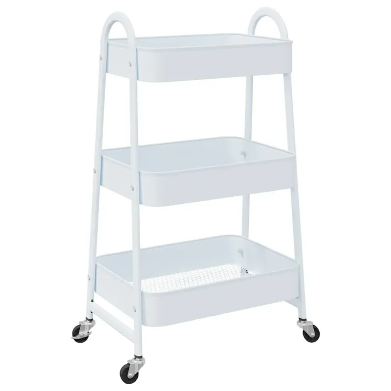 Direttamente Dal Produttore Carrello Portaoggetti Design a 3 Livelli 42x41,5x77cm Bianco Acciaio Verniciato