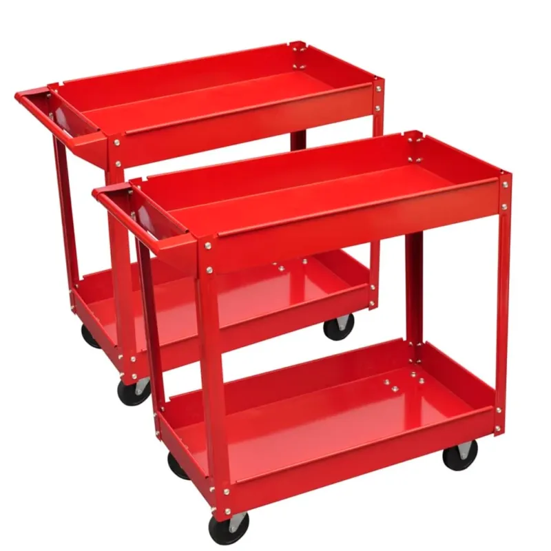 Carrelli Portautensili da Officina 2 pz 100 Kg 2 Ripiani Bestseller