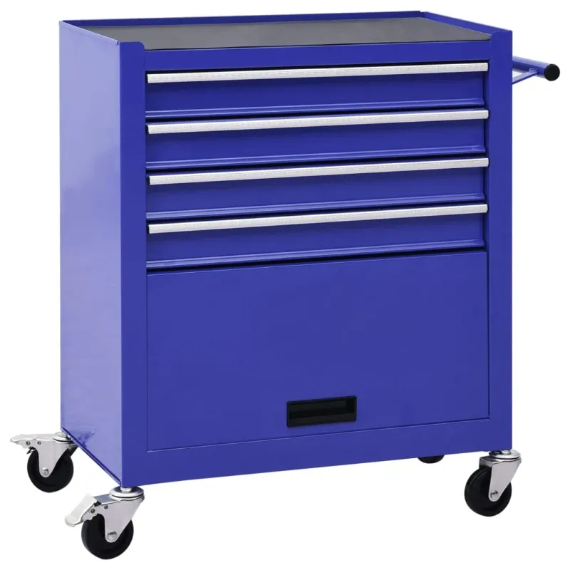 Carrello Portautensili con 4 Cassetti in Acciaio Superficie Anti Graffio Blu Bestseller