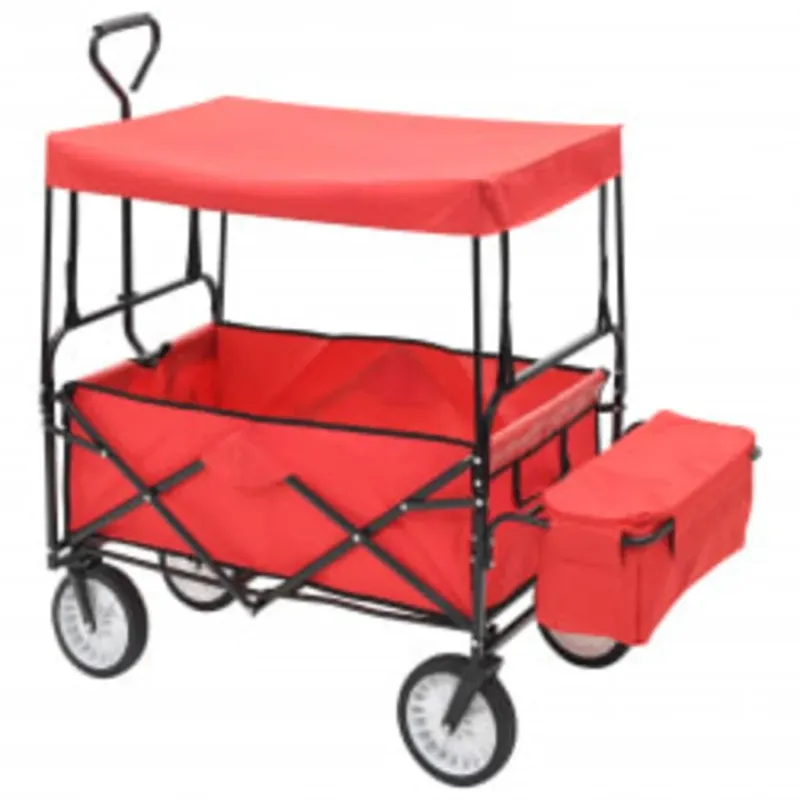 Direttamente Dal Produttore Carrello Pieghevole a Mano Tettuccio Acciaio e Tessuto Oxford Capacità 75kg Rosso