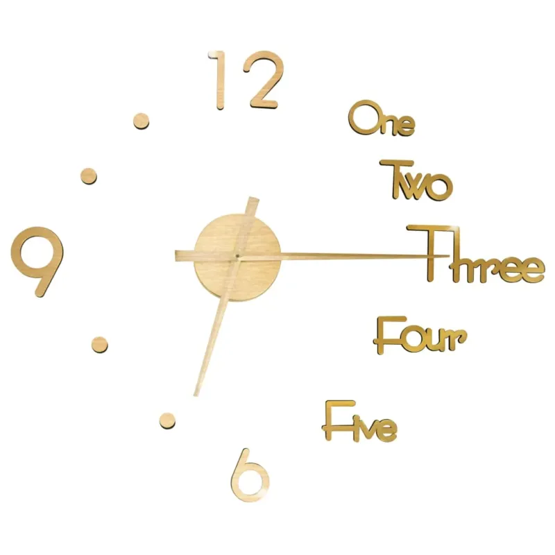 Di Tendenza Orologio da Parete fai da te Effetto 3D 100cm XXL Design Moderno e Versatile Oro