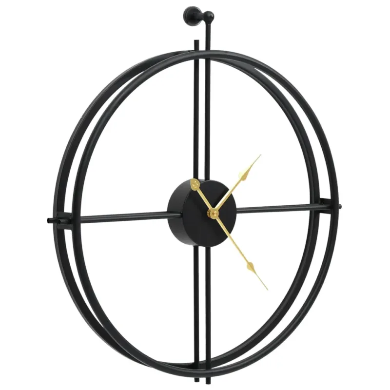 Orologio da Parete 52 cm in Ferro Nero Design Elegante e Moderno Versatile Nero Popolare
