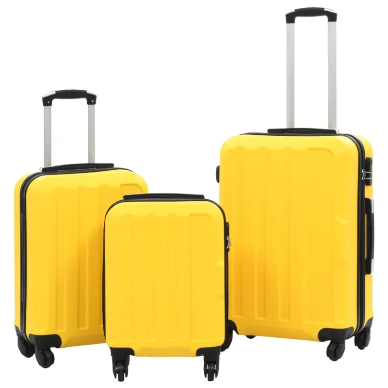 Miglior Prezzo Set Trolley 3 Pezzi a Custodia Rigida in ABS Quattro Ruote Girevoli 360° Giallo