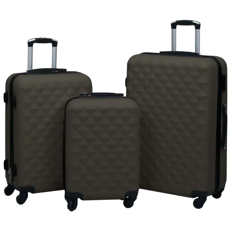 Ultimissimo Modello Set Valigie Trolley 3 pz a Custodia Rigida in ABS 4 Ruote Girevoli in Antracite
