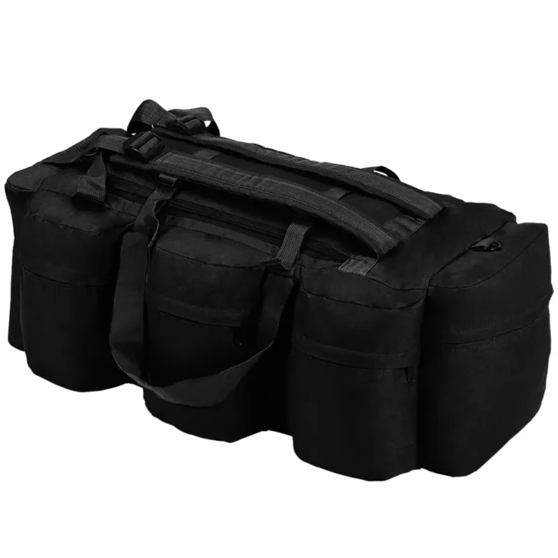 Borsone da Viaggio Stile Militare 3 in 1 90 L Tessuto Oxford rivestito Nero Non Perdere
