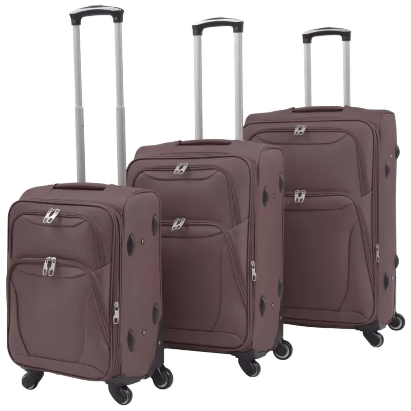 3 pezzi Set di Valigie Trolley Morbide Color Caffè Professionale