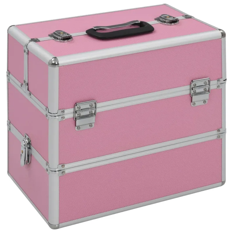 Reso Gratuito Valigia per Cosmetici 37x24x35 cm Rosa in Alluminio