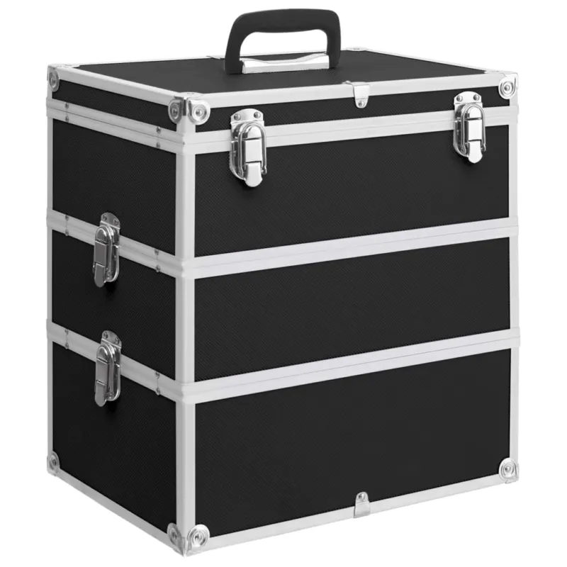 Compra Online Valigia per Cosmetici 37x24x40 cm con tre Ripiani in Alluminio Nera