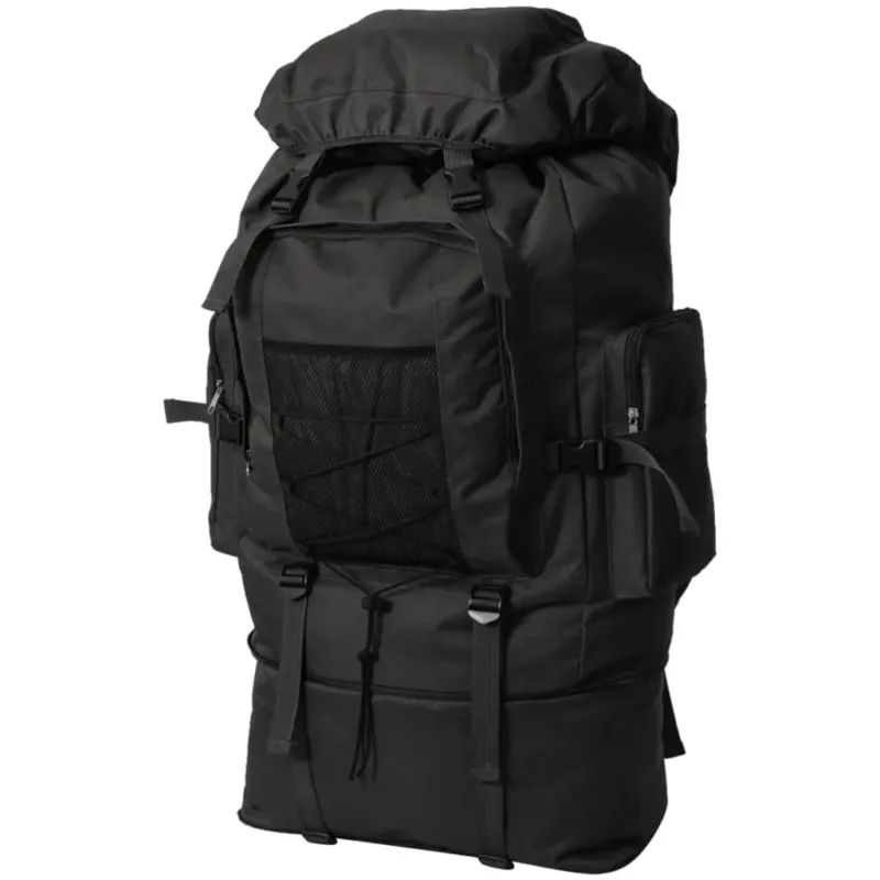 Zaino Stile Militare XXL 100 L Con Fibbie Robuste Nero Popolare