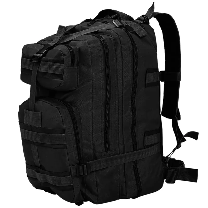 Consegna Rapida Zaino in Stile Militare 50 L Tessuto Oxford rivestito Nero