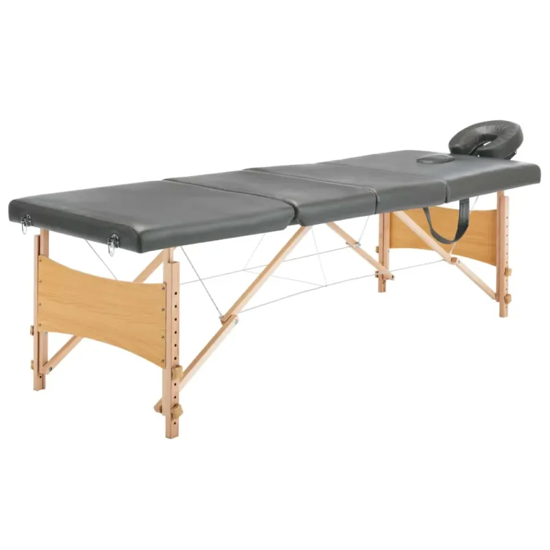 Lettino da Massaggio 4 Zone Telaio in Legno Antracite 186x68cm Subito Disponibile