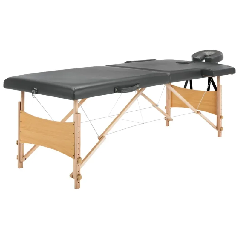 Compra Online Lettino da Massaggio 2 Zone Telaio in Legno Antracite 186x68cm