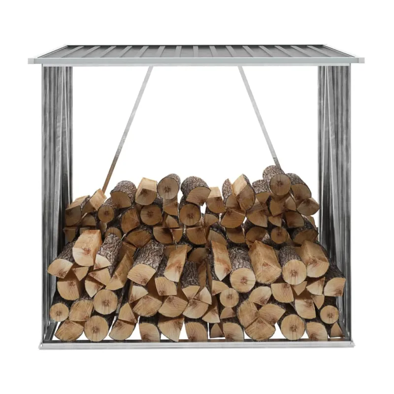 Portalegna Capannone da Giardino in Acciaio Zincato Grigio 163x83x154 cm Occasione