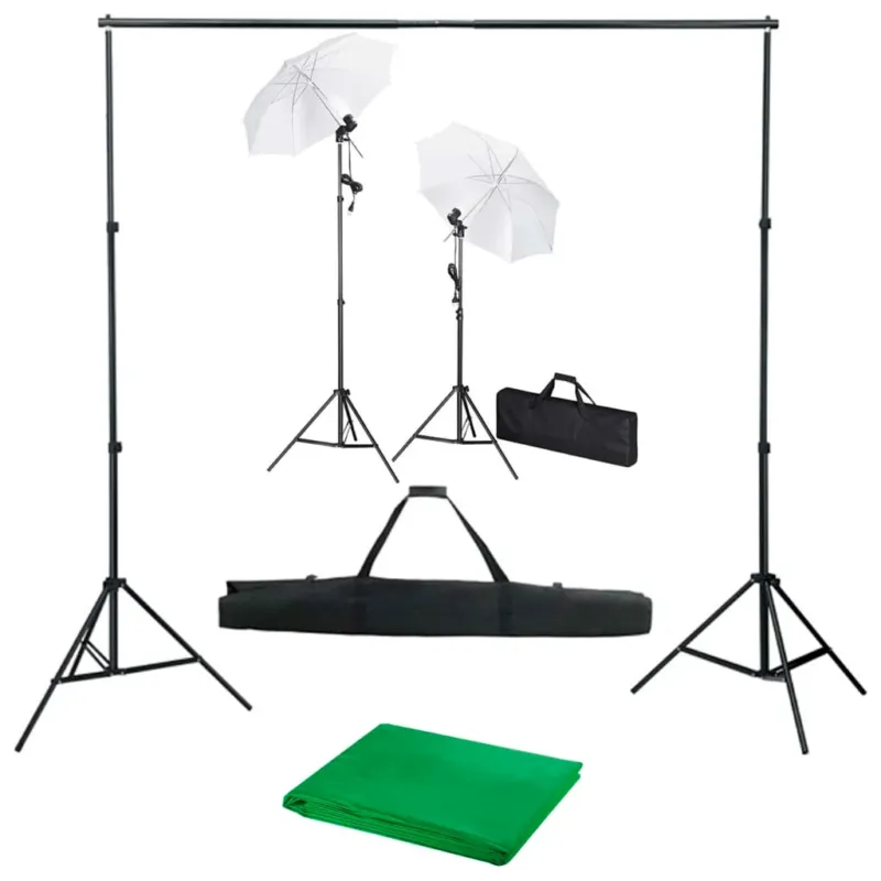 Professionale Kit Studio Fotografico con Fondali Luci e Ombrelli