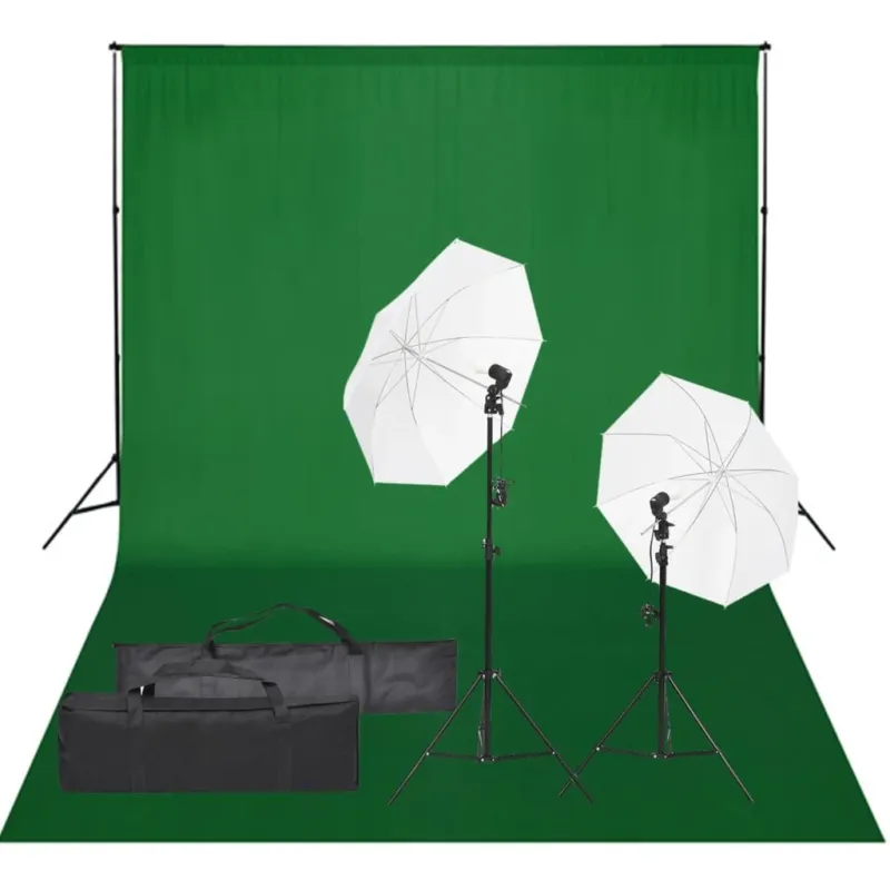 Professionale Kit per Studio Fotografico con Set di Luci e Fondale