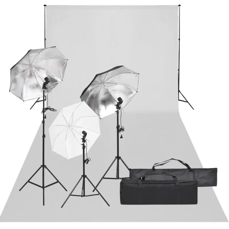 Kit per Studio Fotografico con Set di Luci e Fondale Pagamento Sicuro