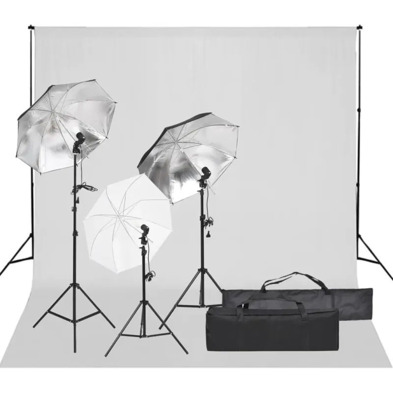 Kit per Studio Fotografico con Set di Luci e Fondale Pagamento Sicuro