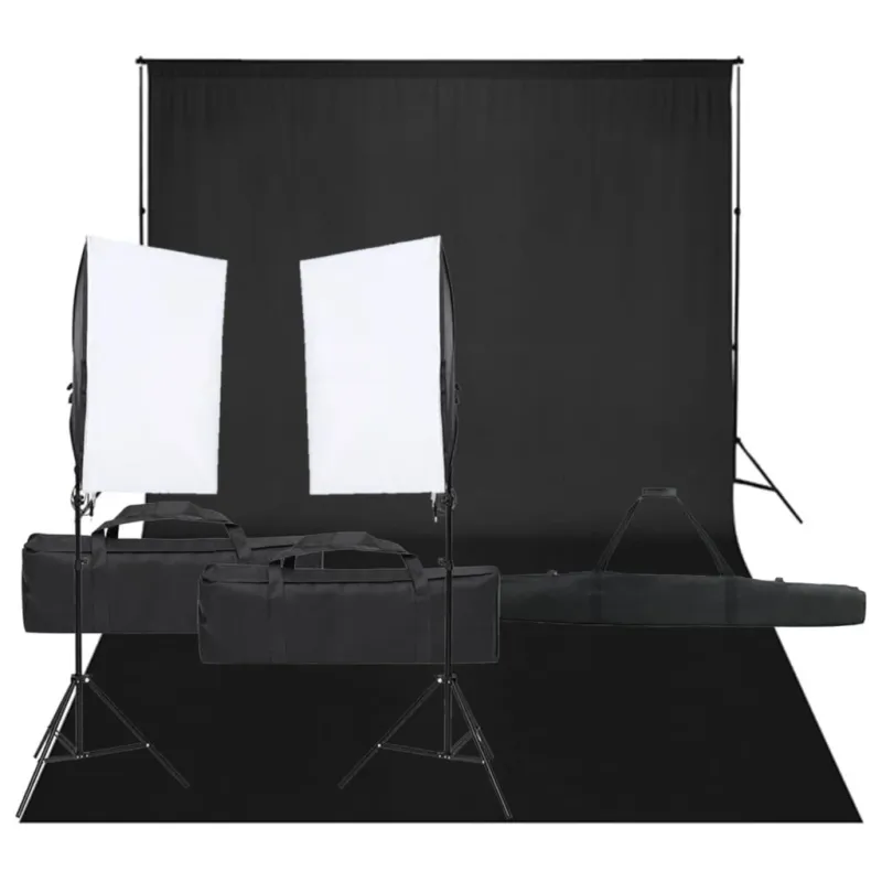 Kit per Studio Fotografico con Set di Luci e Fondale Nuova Collezione