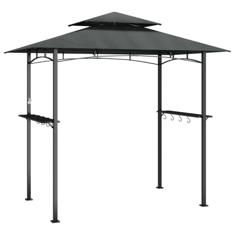 Professionale Gazebo da Giardino per Barbecue Ripiani Laterali Antracite 240x150x243 Acciaio