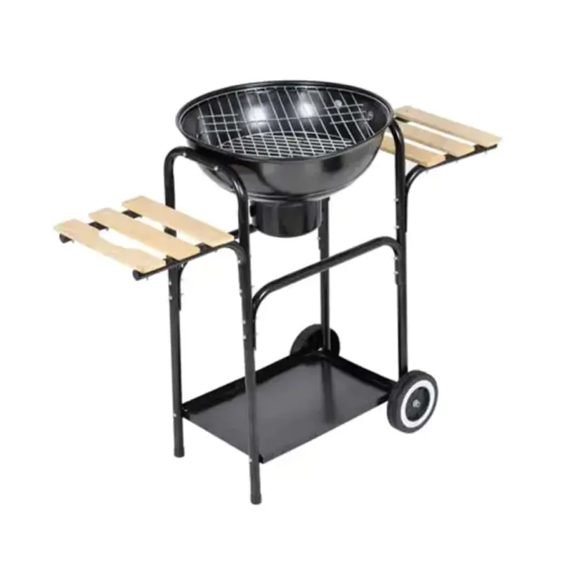 Barbecue a Legna e Carbone Michigan XL Forma Rotonda con Ruote Colore Nero Solo Oggi
