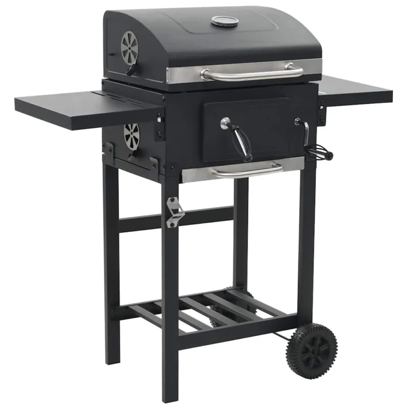 Barbecue a Carbonella con Ripiano Inferiore Nero Termometro Integrato e Ruote Direttamente Dal Produttore