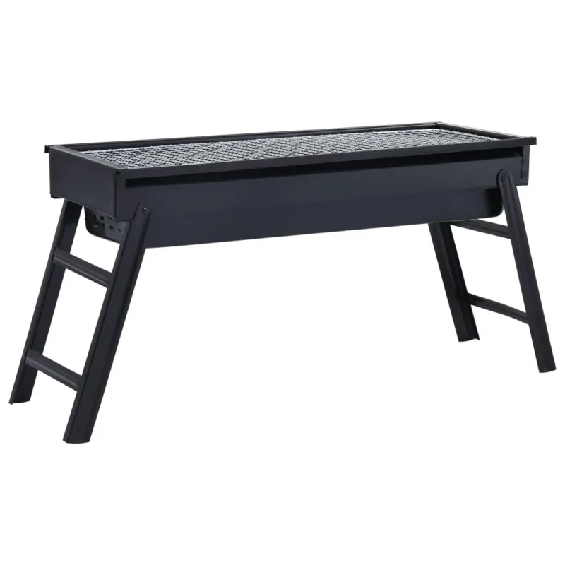 Barbecue da Campeggio Portatile Griglia in Acciaio 60x22,5x33cm Nero Non Perdere