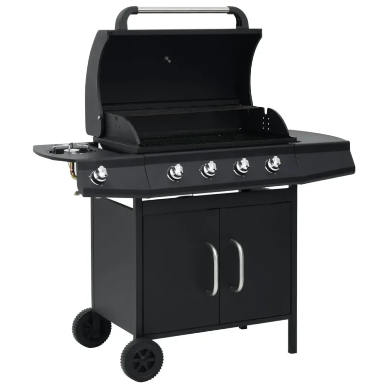 Più Venduto Barbecue e Griglia a Gas 4+1 Fornelli Nero in Acciaio