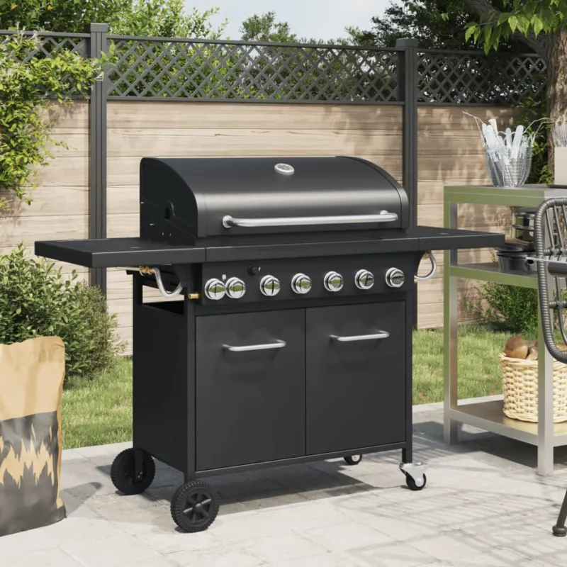 Offerta Del Giorno Griglia Barbecue a Gas con 7 Bruciatori Nero in Acciaio