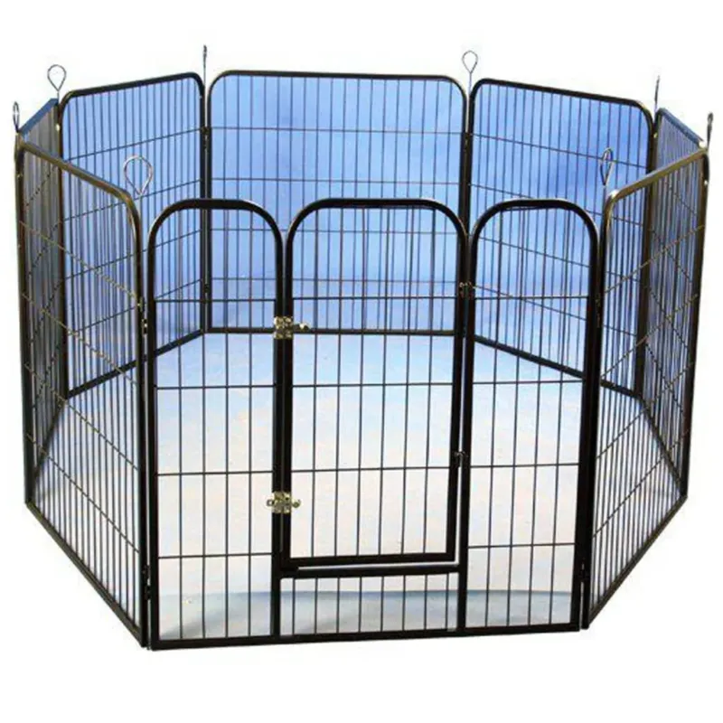 Compra Adesso Box Recinzione Modulare per Cuccioli Animali in Metallo da Esterno Nera 79x81 cm