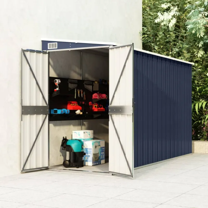 Capanno Porta Attrezzi da Giardino a Parete Antracite in Acciaio 118x288x178 cm Miglior Prezzo