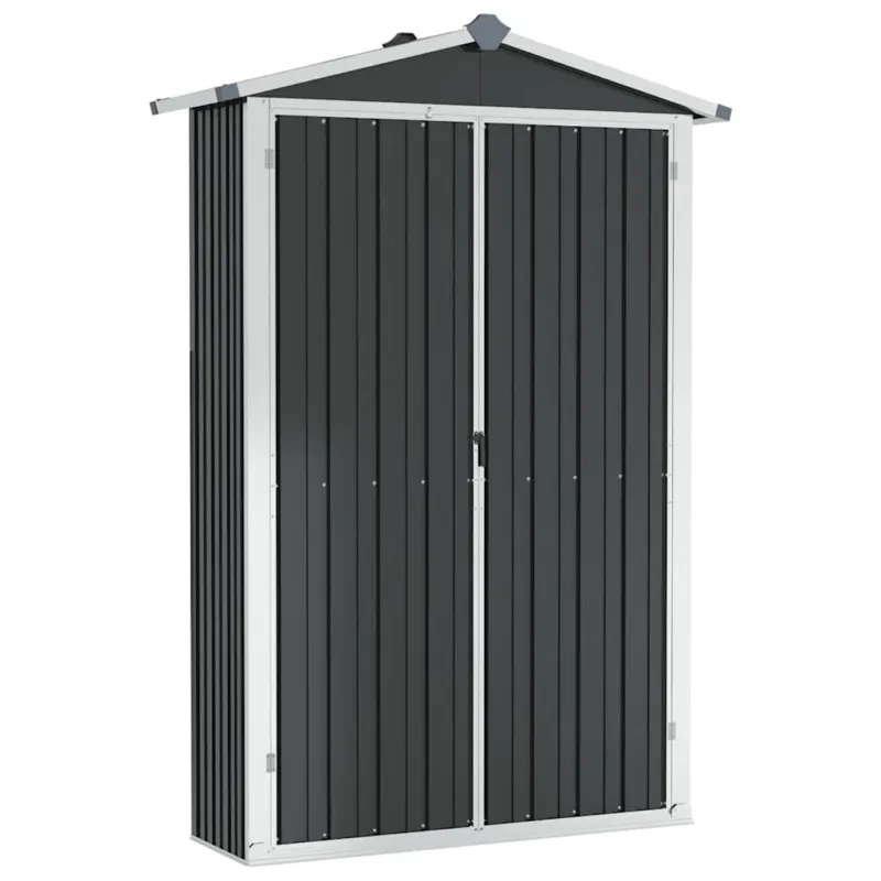 Promozione Esclusiva Capanno Porta Attrezzi da Giardino Antracite in Acciaio Resistente 116x45x175 cm