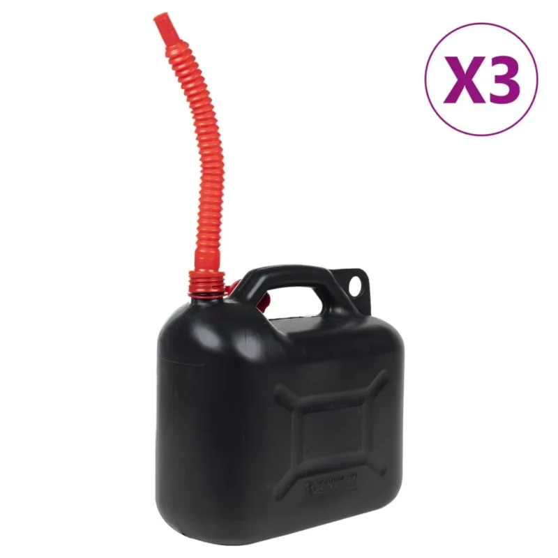 Taniche Carburante Beccuccio Flessibile 3 pz Nero 10 L Plastica Nuovo Arrivo