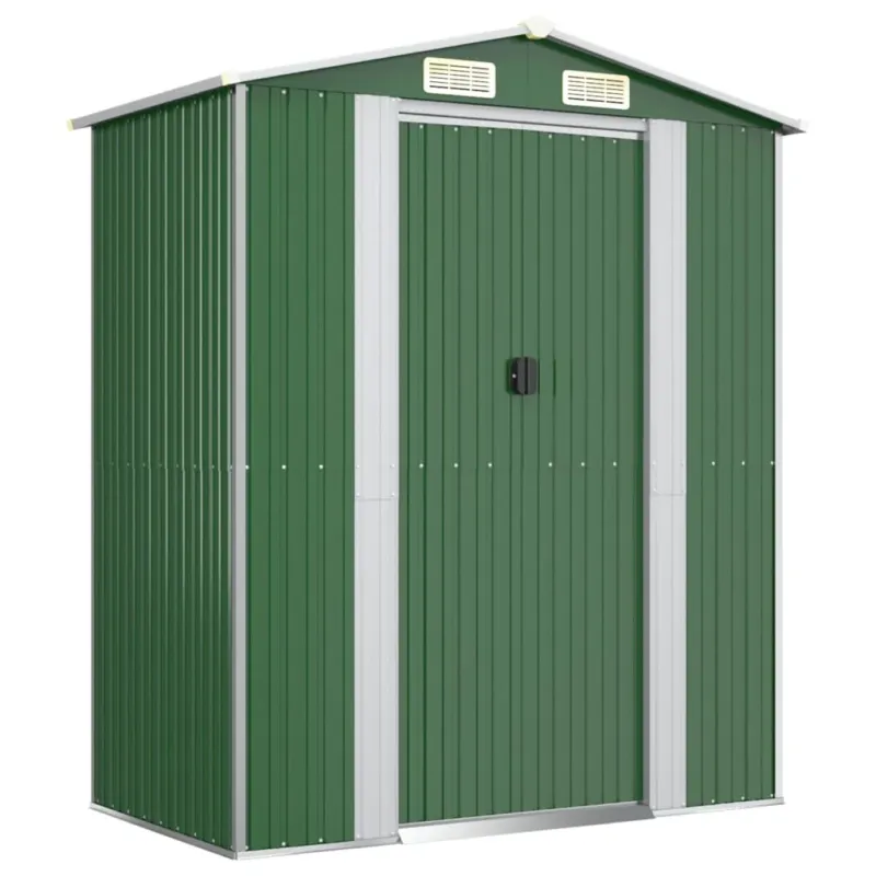 Offerta Lampo Capanno Porta Attrezzi da Giardino Verde in Acciaio Zincato 192x108x223 cm