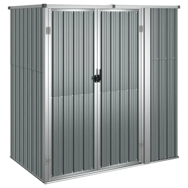 Capanno per Attrezzi Grigio in Acciaio Zincato Design Inclinato 161x89x161 cm Promozione Esclusiva