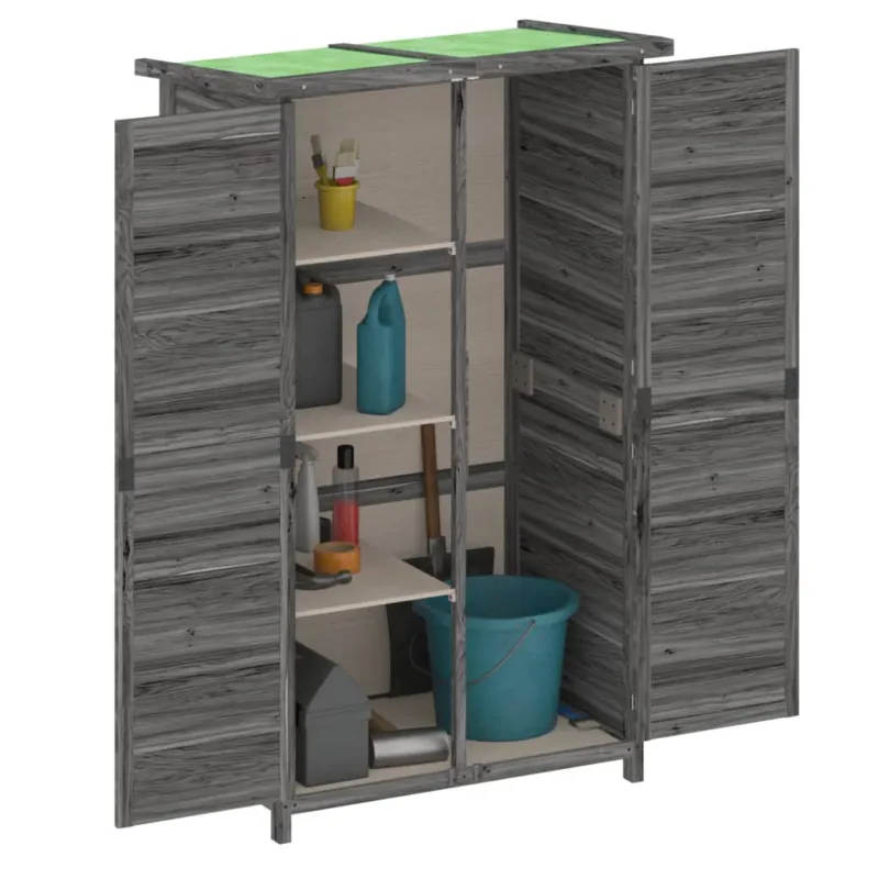 Rimessa per Attrezzi da Giardino Grigia in Legno Tetto Spiovente 83x57x140 cm Scelto Dai Clienti