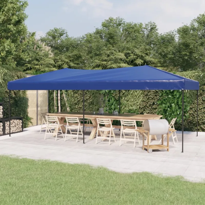 Popolare Tenda per Feste Pieghevole Blu Tessuto Oxford Telaio in Acciaio 3x6 m