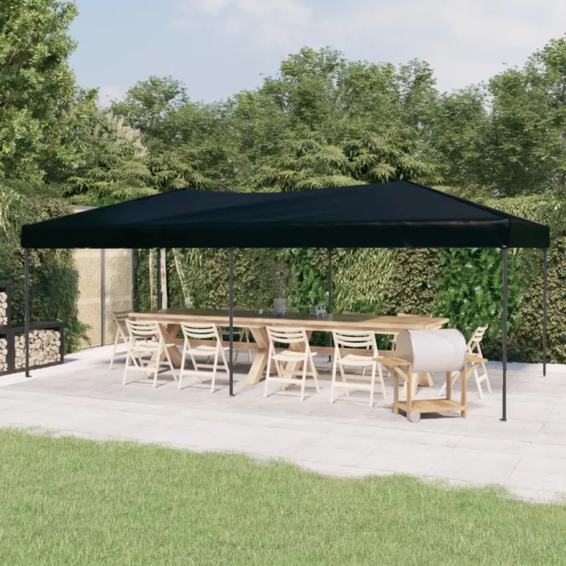 Tenda per Feste Nera Design Pieghevole Tessuto Oxford Telaio in Acciaio 3x6 m Esclusivo