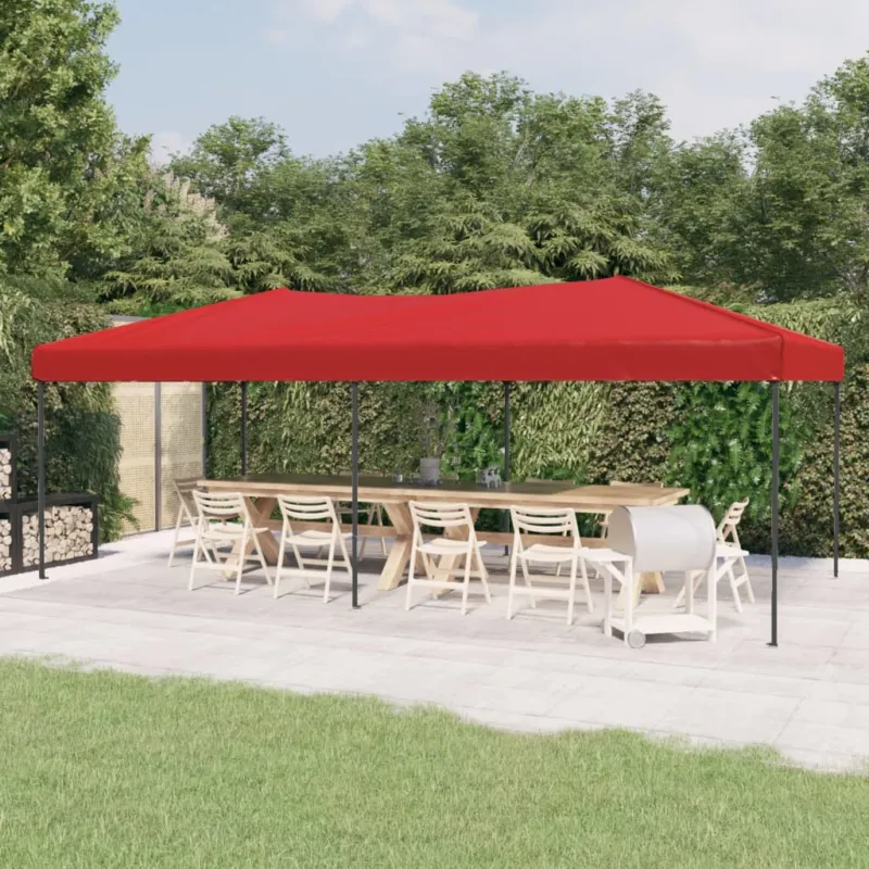 Tenda per Feste Design Pieghevole Rosso Tessuto Oxford Struttura Robusta 3x6 m A Buon Prezzo