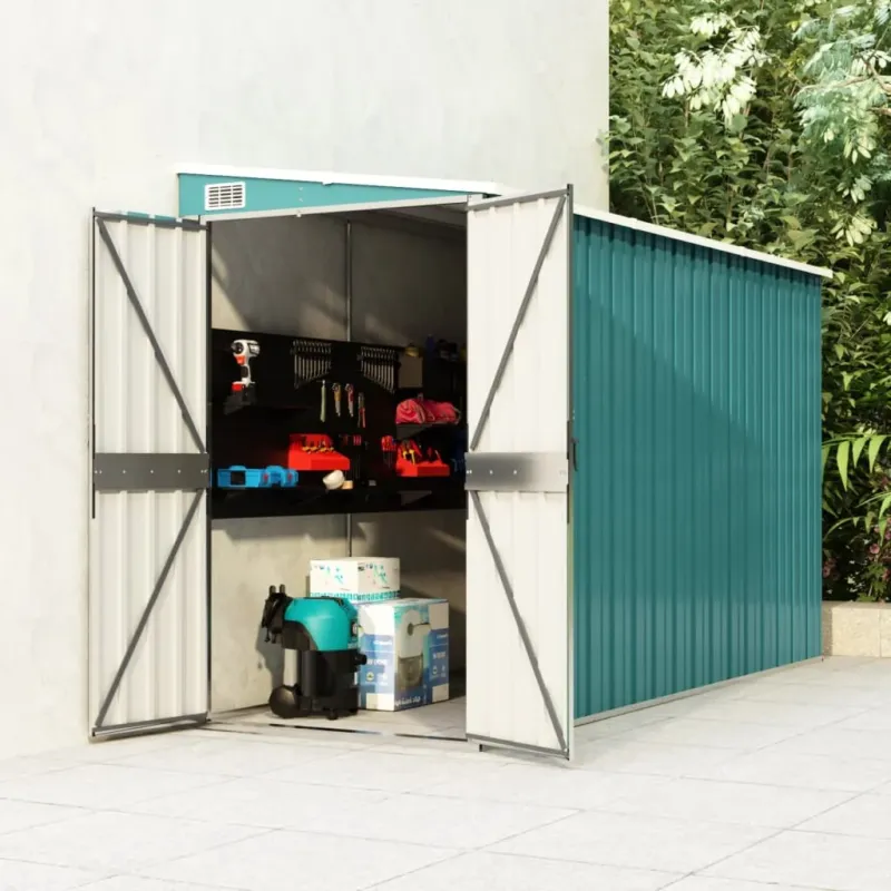 Scelto Dai Clienti Capanno Porta Attrezzi Giardino a Parete Verde Acciaio Zincato 118x288x178 cm