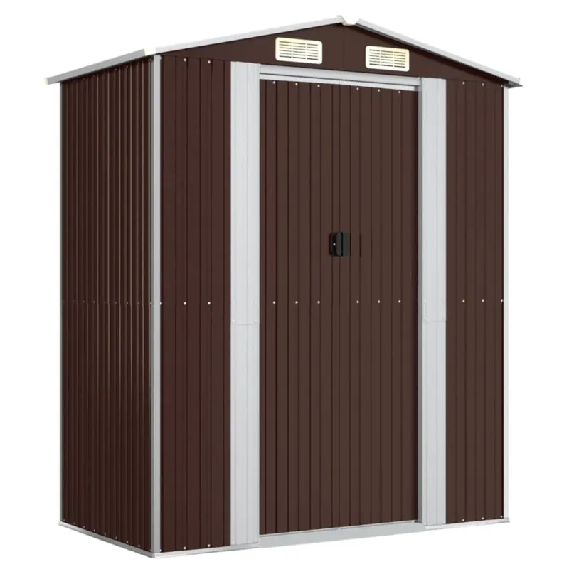 Capanno Porta Attrezzi da Giardino Marrone Scuro Acciaio Zincato 192x108x223cm Offerta Lampo