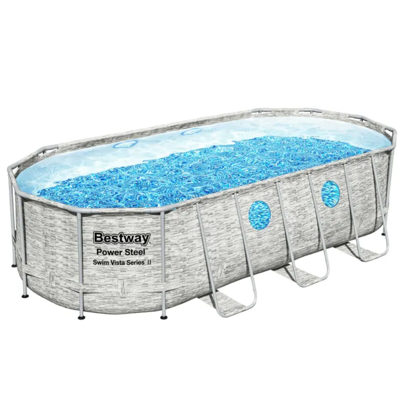 Non Perdere Piscina Power Steel Swim Serie Vista 549x274x122 cm con Scala e Pompa Bestway