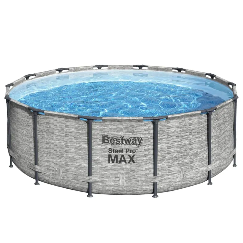 Ultime Pezzi Piscina Power Steel Fuori Terra 427x122 cm Pompa Scala Effetto Pietra Bestway