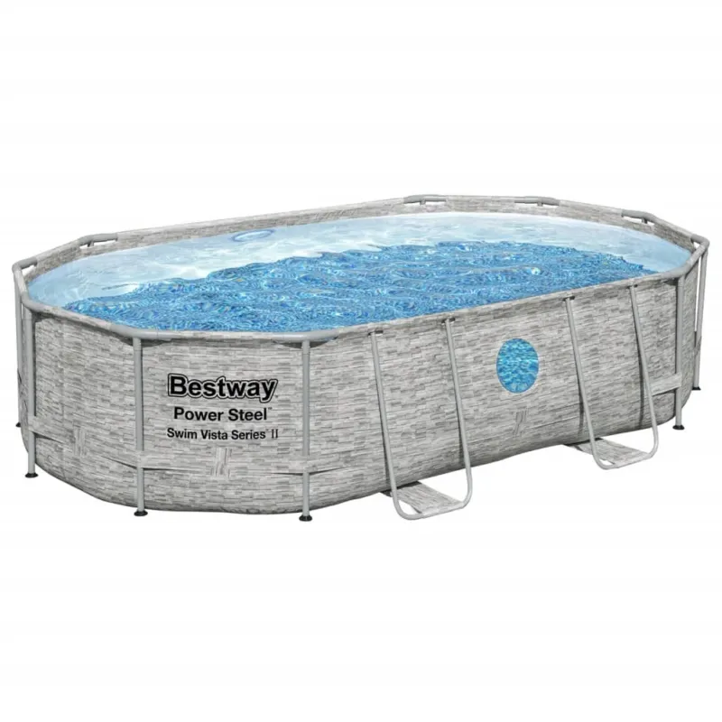 Piscina Set Fuori Terra Power Steel 488x305x107 cm con Scala e Pompa Bestway Miglior Prezzo